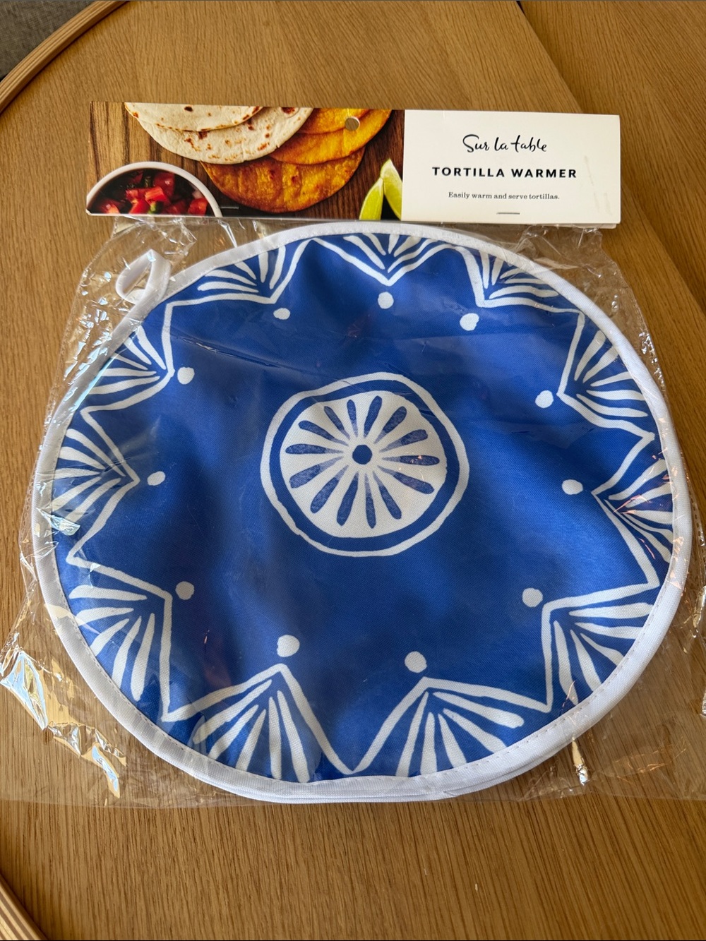 Sur La Table Blue & White Patterned Tortilla Warmer